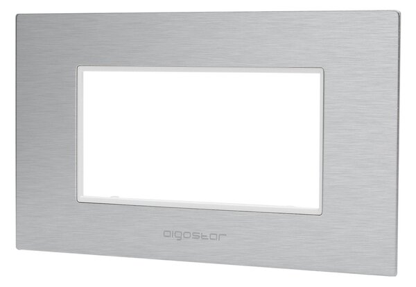Placca 4 moduli 504 in alluminio argento compatibile anche con BTicino Livinglight