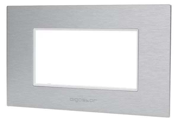 Placca 4 moduli 504 in alluminio argento compatibile anche con BTicino Livinglight