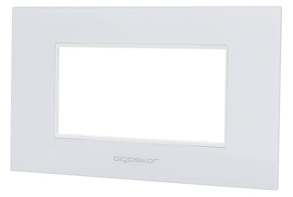 Placca 4 moduli 504 in vetro bianca compatibile anche con BTicino Livinglight