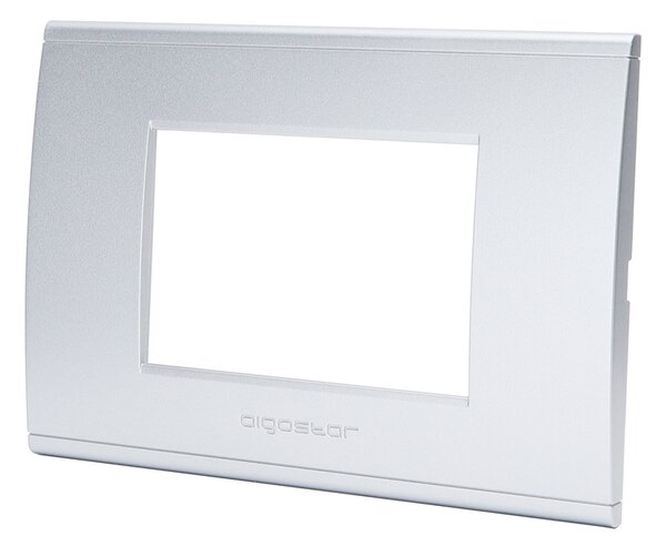 Placca 3 moduli 503 in plastica argento compatibile anche con BTicino Livinglight