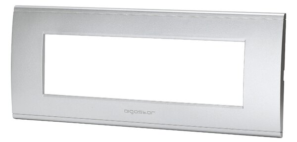 Placca 7 moduli 506 in plastica argento compatibile anche con BTicino Livinglight
