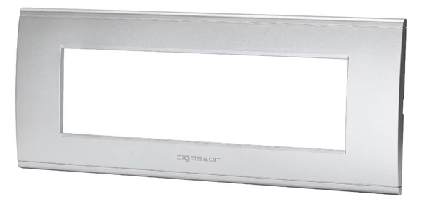 Placca 7 moduli 506 in plastica argento compatibile anche con BTicino Livinglight