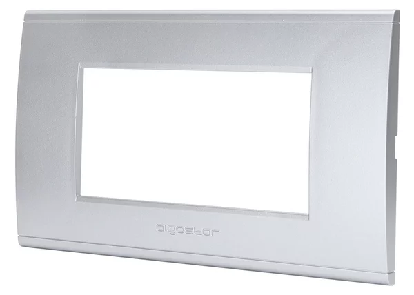 Placca 4 moduli 504 in plastica argento compatibile anche con BTicino Livinglight