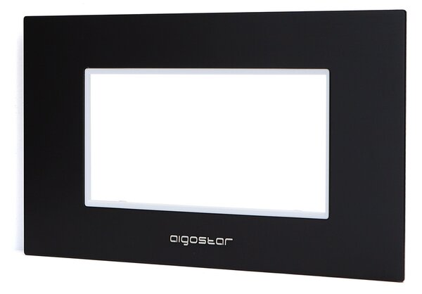 Placca 4 moduli 504 in alluminio nera compatibile anche con BTicino Livinglight