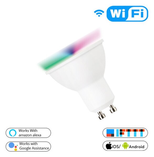 Faretto Led Smart Tuya GU10 5W WiFi RGB + Bianco temperatura colore regolabile M LEDME