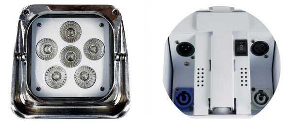 Faro Led a batteria 6x18W RGBWAUV 6 in 1 WiFi cromato a specchio Wisdom