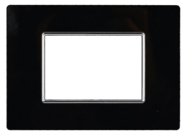 Placca 3 moduli 503 in vetro nera compatibile anche con BTicino Axolute