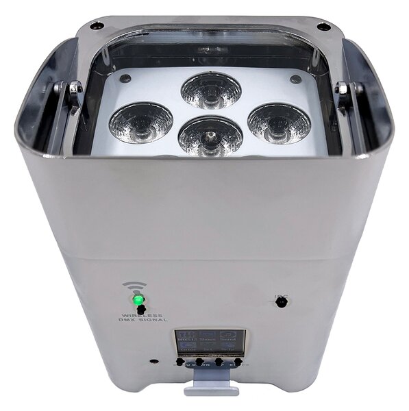 Faro Led a batteria 6x18W RGBWAUV 6 in 1 WiFi cromato a specchio Wisdom