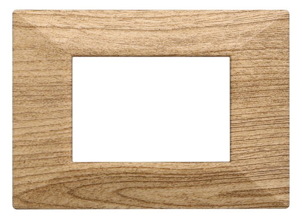 Placca 3 moduli 503 in plastica marrone effetto legno Piramide compatibile anche con BTicino Axolute