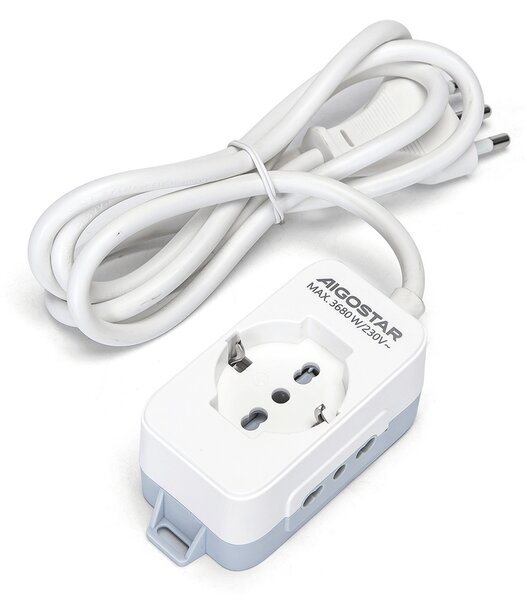 Ciabatta multipresa elettrica 3 posti con cavo da 1,5m – 1Presa Schuko + 2 Bipasso Aigostar