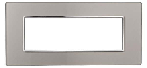 Placca 6 moduli 506 in vetro argento compatibile anche con BTicino Axolute