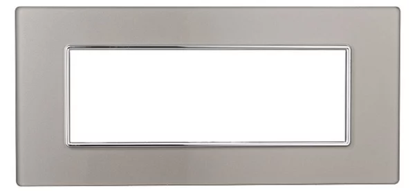 Placca 6 moduli 506 in vetro argento compatibile anche con BTicino Axolute