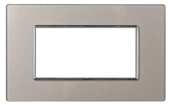 Placca 4 moduli 504 in vetro argento compatibile anche con BTicino Axolute