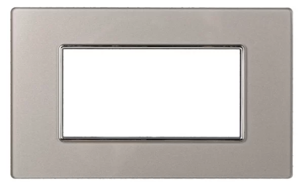 Placca 4 moduli 504 in vetro argento compatibile anche con BTicino Axolute