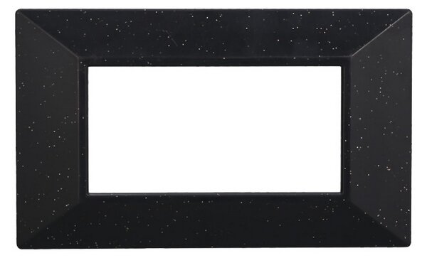Placca 4 moduli 504 in plastica nera brillante Piramide compatibile anche con BTicino Axolute