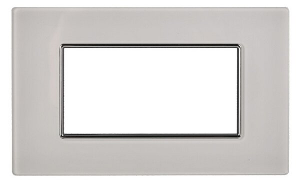 Placca 4 moduli 504 in vetro bianco compatibile anche con BTicino Axolute