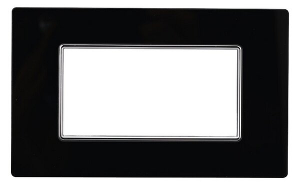 Placca 4 moduli 504 in vetro nero compatibile anche con BTicino Axolute