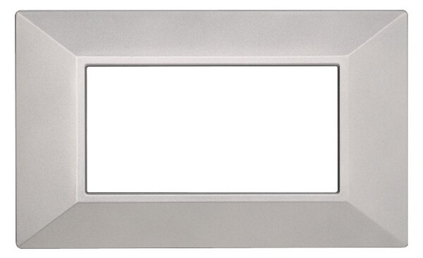 Placca 4 moduli 504 in plastica argento Piramide compatibile anche con BTicino Axolute