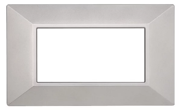 Placca 4 moduli 504 in plastica argento Piramide compatibile anche con BTicino Axolute