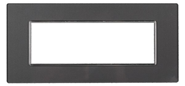 Placca 6 moduli 506 in vetro grigia scura compatibile anche con BTicino Axolute