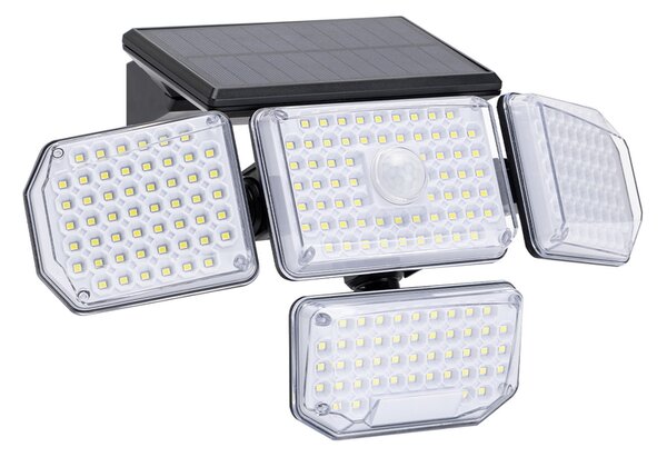 Faro Led con pannello solare 214 Led IP65 Bianco freddo 6500K faretti orientabili con telecomando sensore crepuscolare e di movimento Aigostar