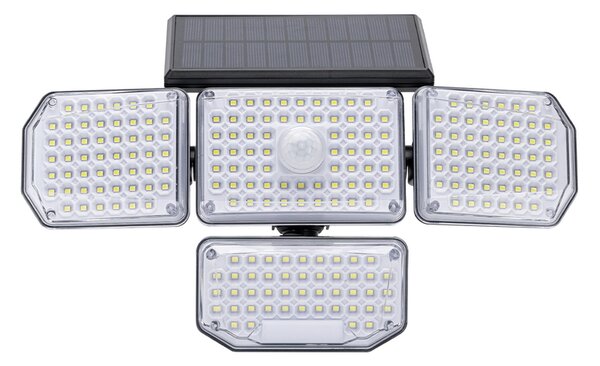 Faro Led con pannello solare 214 Led IP65 Bianco freddo 6500K faretti orientabili con telecomando sensore crepuscolare e di movimento Aigostar