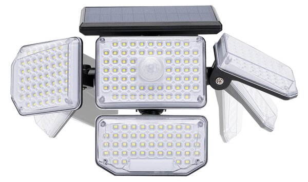 Faro Led con pannello solare 214 Led IP65 Bianco freddo 6500K faretti orientabili con telecomando sensore crepuscolare e di movimento Aigostar