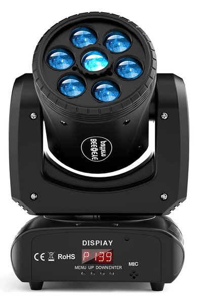 Testa mobile motorizzata Mini BEE EYE 120W (6x20W) RGBW in Flight case baule da 2 pezzi Wisdom