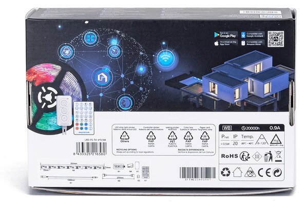 Striscia Led Smart 5V 36W 4×0,5 metri WiFi RGB luce regolabile e dimmerabile con telecomando Aigostar