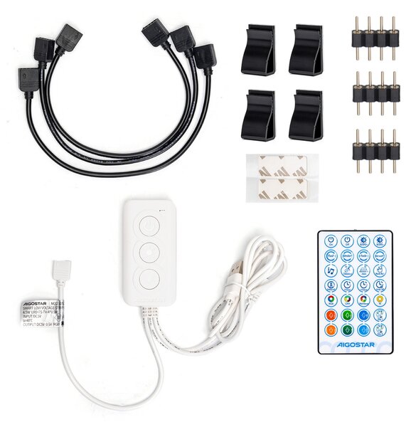 Striscia Led Smart 5V 36W 4×0,5 metri WiFi RGB luce regolabile e dimmerabile con telecomando Aigostar
