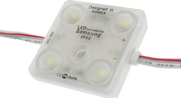Moduli Led SMD 12V 2W 4 Led IP68 catena 20pz per insegne pubblicitarie Bianco freddo 6500K M LEDME