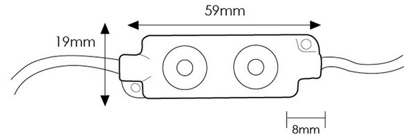 Moduli Led SMD 12V 1W 2 Led IP65 catena 20pz per insegne pubblicitarie Bianco freddo 6000K M LEDME