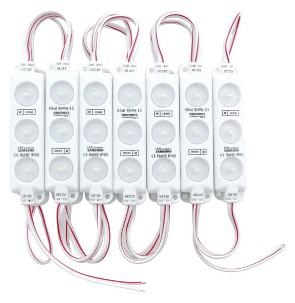 Moduli Led SMD 12V 1W 3 Led IP65 catena 20pz per insegne pubblicitarie Bianco freddo 6000K M LEDME