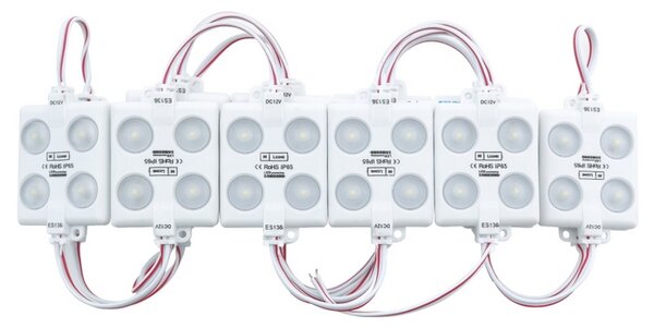 Moduli Led SMD 12V 2W 4 Led IP65 catena 20pz per insegne pubblicitarie Bianco freddo 6000K M LEDME