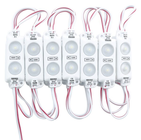 Moduli Led SMD 12V 1W 2 Led IP65 catena 20pz per insegne pubblicitarie Bianco freddo 6000K M LEDME