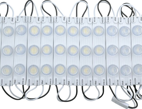 Moduli Led SMD 220V 3W 3 Led IP65 catena 20pz per insegne pubblicitarie Bianco freddo 6500K M LEDME