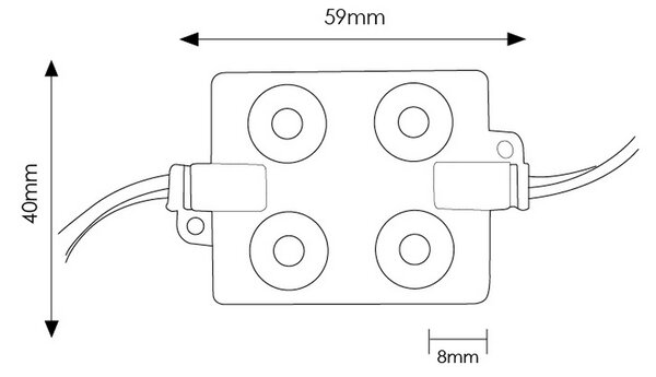 Moduli Led SMD 12V 2W 4 Led IP65 catena 20pz per insegne pubblicitarie Bianco freddo 6000K M LEDME