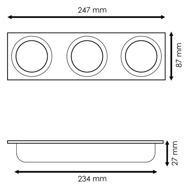 Portafaretto fisso per faretto Cobfix 10W da incasso 247x87mm Nero Rettangolare 3 posti M LEDME
