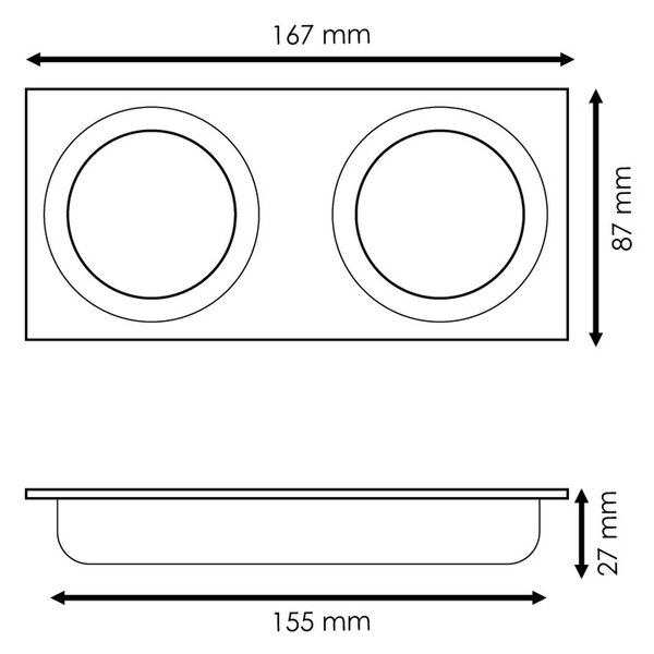 Portafaretto fisso per faretto Cobfix 10W da incasso 167x87mm Nero Rettangolare 2 posti M LEDME