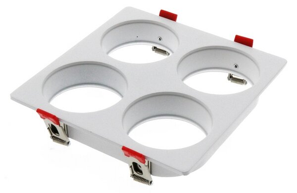 Portafaretto fisso per faretto Cobfix 10W da incasso 166x166mm Bianco Quadrato 4 posti M LEDME