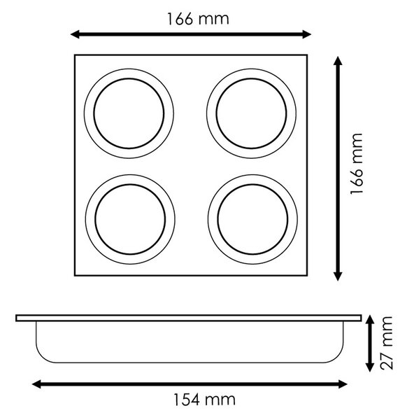 Portafaretto fisso per faretto Cobfix 10W da incasso 166x166mm Bianco Quadrato 4 posti M LEDME