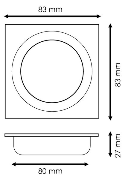 Portafaretto fisso per faretto Cobfix 10W da incasso 83x83mm Nero Quadrato 1 posto M LEDME