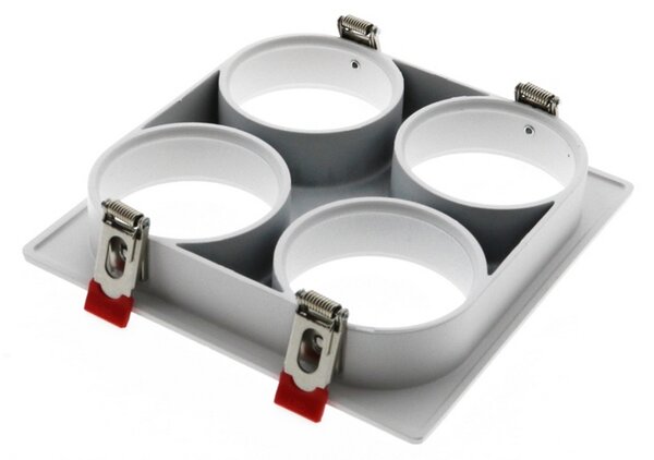 Portafaretto fisso per faretto Cobfix 10W da incasso 166x166mm Bianco Quadrato 4 posti M LEDME