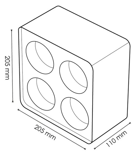 Portafaretto fisso per faretto Cobfix 10W da superfice 205x205mm Nero Quadrato 4 posti M LEDME