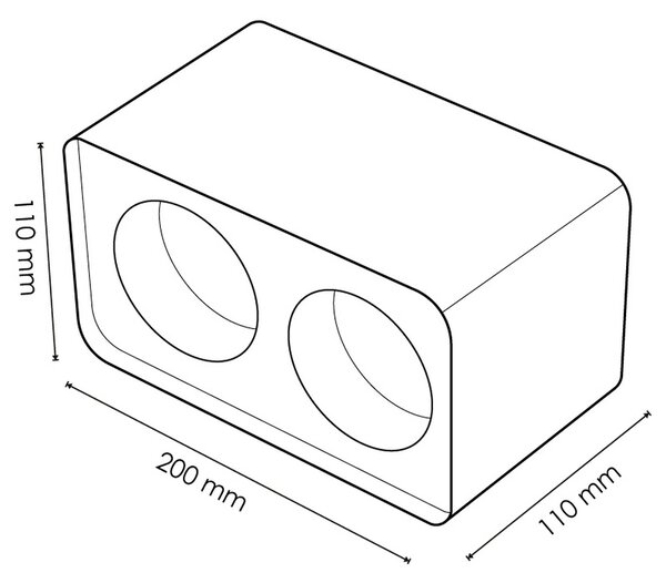 Portafaretto fisso per faretto Cobfix 10W da superfice 200x110mm Nero Rettangolare 2 posti M LEDME