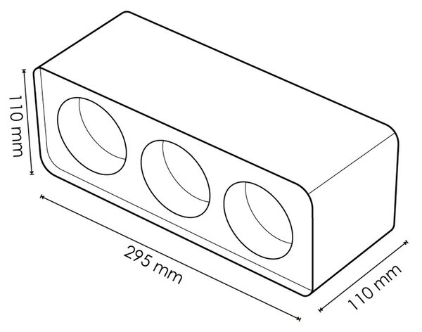 Portafaretto fisso per faretto Cobfix 10W da superfice 295x110mm Bianco Rettangolare 3 posti M LEDME
