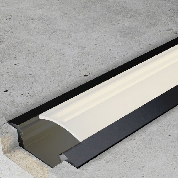 Profilo Led piatto U Sub Nero laccato per strisce Led 12-24V da incasso 2 metri in alluminio M LEDME