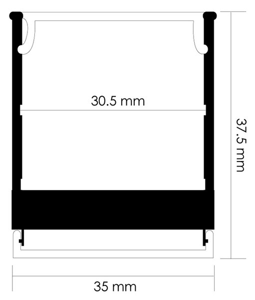 Profilo Led piatto U Minled per 2 strisce Led 12-24V a superfice 2 metri in alluminio M LEDME