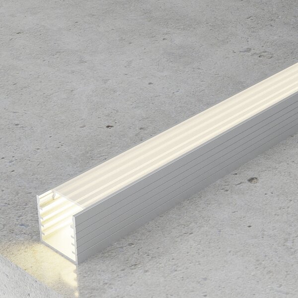 Profilo Led piatto U Jesf per strisce Led 12-24V a superfice 2 metri in alluminio M LEDME