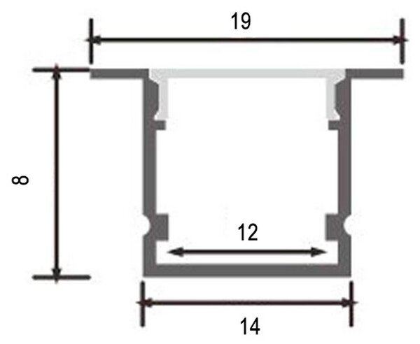 Profilo Led piatto U Sinca per strisce Led 12-24V da incasso 2 metri in alluminio M LEDME